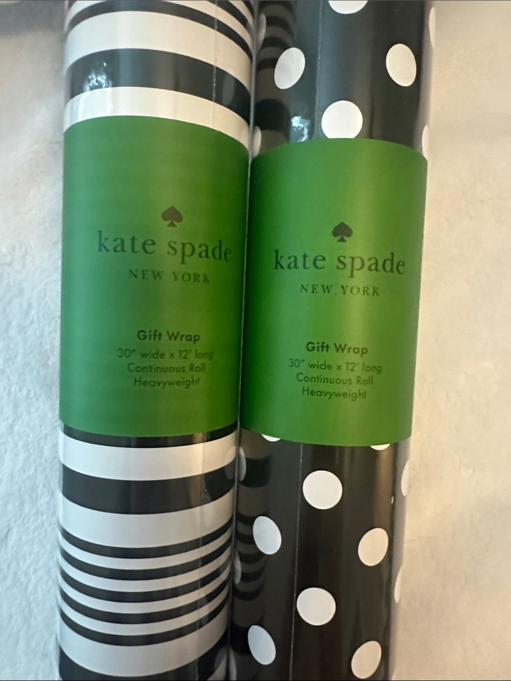 NWT kate spade Black and White Polka Dot & Stripe Gift Wrap Rolls 4pack - Picture 3 of 3